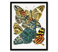 Artery8 Eugene Seguy Framed Wall Art Print Vintage Butterflies Blue Yellow - A3 Size