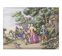 Artery8 European Garden Party Country Couple Painting Art Print Canvas Premium Wall Decor Poster Mural