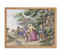 Artery8 European Garden Party Country Couple Painting Art Print Framed Poster Wall Decor 12x16 inch