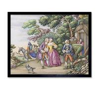 Artery8 European Garden Party Country Couple Painting Art Print Framed Poster Wall Decor 12x16 inch
