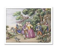 Artery8 European Garden Party Country Couple Painting Art Print Framed Poster Wall Decor 12x16 inch