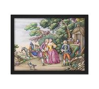 Artery8 European Garden Party Country Couple Painting Artwork Framed Wall Art Print 18X24 Inch