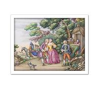 Artery8 European Garden Party Country Couple Painting Artwork Framed Wall Art Print 18X24 Inch