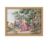 Artery8 European Garden Party Country Couple Painting Artwork Framed Wall Art Print 18X24 Inch
