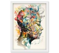 Artery8 Euterpe's Melody Vision Musician Muse Inspiration Modern Watercolour Painting Artwork Framed Wall Art Print A4 in White Artery8 White