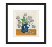 Artery8 Everbag Tulip Flowers Jug Etching 8X8 Inch Square Wooden Framed Wall Art Print Picture with Mount in Black Artery8 Black