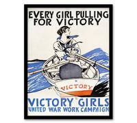 Artery8 Everyone Pulling for Victory Vintage Framed Wall Art Print Penfield in White | Size: A4 Artery8 White A4