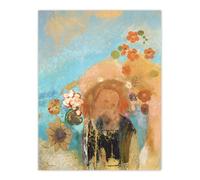 Artery8 Evocation of Roussel Floral Portrait Large Wall Art Poster Print 18X24 Inch Artwork By Redon : Dreamlike Floral Portrait Ideal For Study Or Lounge Blending Surreal Tone And Poetic Warmth