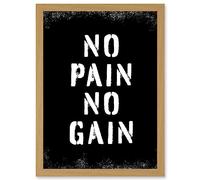 Exercise Decor Inspiration No Pain No Gain Inspirational Gym Decor Wall Art Artwork Framed Wall Art Print A4 Artery8 Light Oak One Size