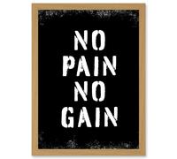 Artery8 Exercise Decor Inspiration No Pain No Gain Inspirational Gym Decor Wall Art Artwork Framed Wall Art Print A4