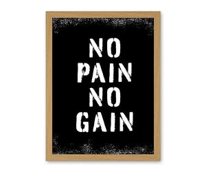 Artery8 Exercise Decor Inspiration No Pain No Gain Inspirational Gym Decor Wall Art Artwork Framed Wall Art Print 18X24 Inch