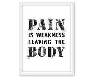 Artery8 Exercise Decor Pain Is Weakness Leaving The Body Inspirational Gym Decor Wall Art Artwork Framed A3 Wall Art Print