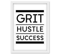 Exercise Inspiration Grit Hustle Respect Exercise Workout Gym Decor Artwork Framed Wall Art Print A4 Artery8 White One Size