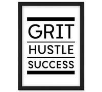 Artery8 Exercise Inspiration Grit Hustle Respect Exercise Workout Gym Decor Artwork Framed Wall Art Print A4