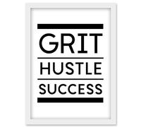 Artery8 Exercise Inspiration Grit Hustle Respect Exercise Workout Gym Decor Artwork Framed Wall Art Print A4