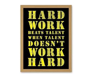Artery8 Exercise Motivation Hard Work Beats Talent Inspirational Gym Wall Art Artwork Framed Wall Art Print 18X24 Inch
