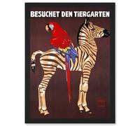 Artery8 Exhibition Vintage Advert Zoo Zebra Parrot Germany Artwork Framed Wall Art Print A4
