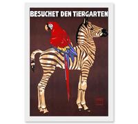 Exhibition Vintage Advert Zoo Zebra Parrot Germany Artwork Framed Wall Art Print A4 Artery8 White One Size