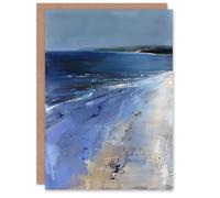 Artery8 Greeting Card Exmouth Beach Devon England Modern Painting Blank For Him Or Her Art Birthday Card