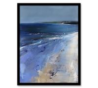 Artery8 Framed Wall Art Exmouth Beach Devon England Modern Painting Print - 12X16 Inch