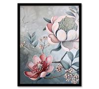Artery8 Exotic Audubon Style Delicate Flowers Painting Living Room Artwork Framed Wall Art Print 18X24 Inch