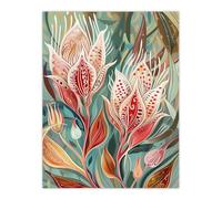 Artery8 Exotic Flower Bloom Patterns Floral Folk Art Living Room Large Wall Art Poster Print Thick Paper 18X24 Inch