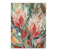 Artery8 Exotic Flower Bloom Patterns Floral Folk Art Wall Art Print | Size: W18" x H24" Artery8 Multicolor W18" x H24"