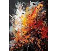 Artery8 Explosion White Orange Red Abstract Painting Extra Large XL Wall Art Poster Print