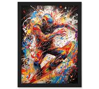 Artery8 Extreme Sports Athlete Splatter Paint Portrait Artwork Framed A3 Wall Art Print