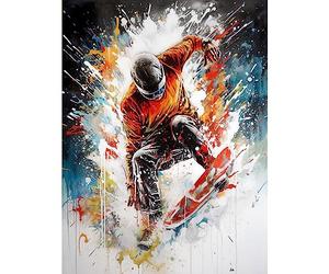 Artery8 Extreme Sports Snowboarding Paint Splat Portrait Extra Large XL Wall Art Poster Print