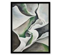 Artery8 Framed Wall Art Fabric Folds Green Grey Abstract Watercolour Print - 12X16 Inch