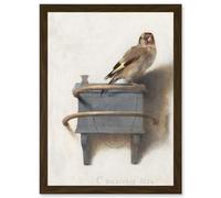 Fabritius The Goldfinch Bird Animal Nature Painting A4 Artwork Framed Wall Art Print Artery8 Brown One Size