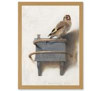 Fabritius The Goldfinch Bird Animal Nature Painting A4 Artwork Framed Wall Art Print Artery8 Light Oak One Size