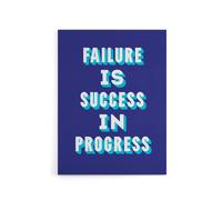 Artery8 Failure Is Success In Progress Blue Motivational Canvas Wall Art Print | Size: W24" x H32" Artery8 Blue W24" x H32"