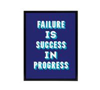 Artery8 Failure Is Success In Progress Blue Motivational Framed Canvas Art | Size: W24" x H32" Artery8 Blue W24" x H32"