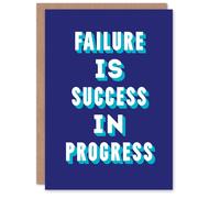 Artery8 Failure Is Success In Progress Blue Motivational Greeting Card Artery8 Blue
