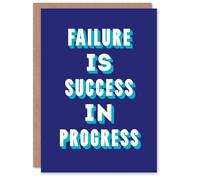 Artery8 Failure Is Success In Progress Blue Motivational Personalised Card