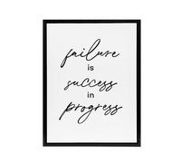 Artery8 Failure Success In Progress Simple Motivational Framed Canvas Art in White | Size: W12" x H16" Artery8 White W12" x H16"