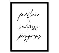 Artery8 Failure Success In Progress Simple Motivational Framed Wall Art Print in White | Size: W12" x H16" Artery8 White W12" x H16"