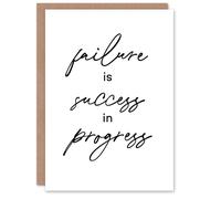 Artery8 Failure Success In Progress Simple Motivational Greeting Card in White Artery8 White