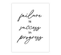 Artery8 Failure Success In Progress Simple Motivational Wall Art Print in White | Size: W12" x H16" Artery8 White W12" x H16"