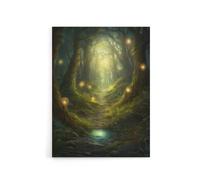 Artery8 Fairy Land Enchanted Forest Path Fantasy Canvas Wall Art Print in Green | Size: W12" x H16" Artery8 Green W12" x H16"