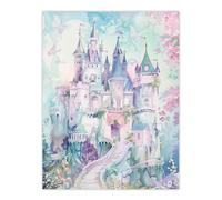 Artery8 Fairy Tale Princess Castle Pastel Colour Fantasy Wall Art Print in Blue | Size: W12" x H16" Artery8 Blue W12" x H16"