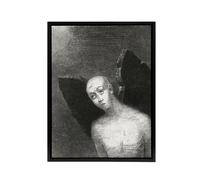 Artery8 Fallen Angel Spreads Black Wings Redon Vintage Framed Canvas Wall Art in Grey | Size: W24" x H32" Artery8 Grey W24" x H32"