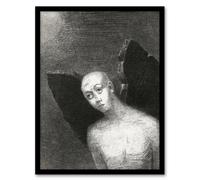 Artery8 Fallen Angel Spreads Black Wings Redon Vintage Framed Wall Art Print in Grey | Size: W12" x H16" Artery8 Grey W12" x H16"