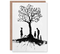 Artery8 Family Roots Elegant Black White Conceptual Art Blank For Him Or Her Art Birthday Card