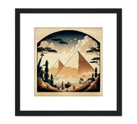 Artery8 Fantasy Worlds Great Pyramids Egypt Hokusai Japan Style Poster Square Wooden Framed Wall Art Print Picture 8X8 Inch in Black Artery8 Black