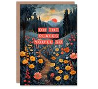 Artery8 Farewell Card Places You Will Go Flower Path Forest Sunrise For Her Gran Sister Niece Daughter Wife Woman Greeting Card