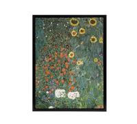 Artery8 Farm Garden with Sunflowers Framed Canvas Wall Art Print Vintage : Artwork by Gustav Klimt 12x16 Bright Art Deco advert energising kitchens or café-style spaces with vintage flair