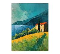 Artery8 Farmhouse Lake District Oil Painting Summer Calm Living Room Large Wall Art Poster Print Thick Paper 18X24 Inch